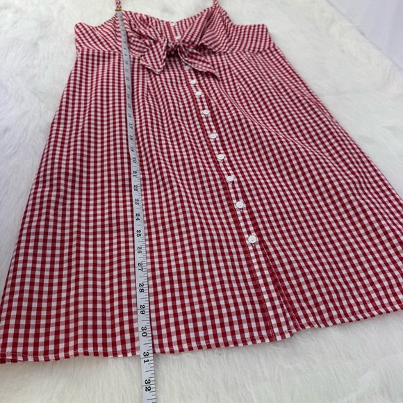 Soprano Red & White Gingham Cotton Sun Dress Size Large NWT Tie Front Cutout - Picture 11 of 15